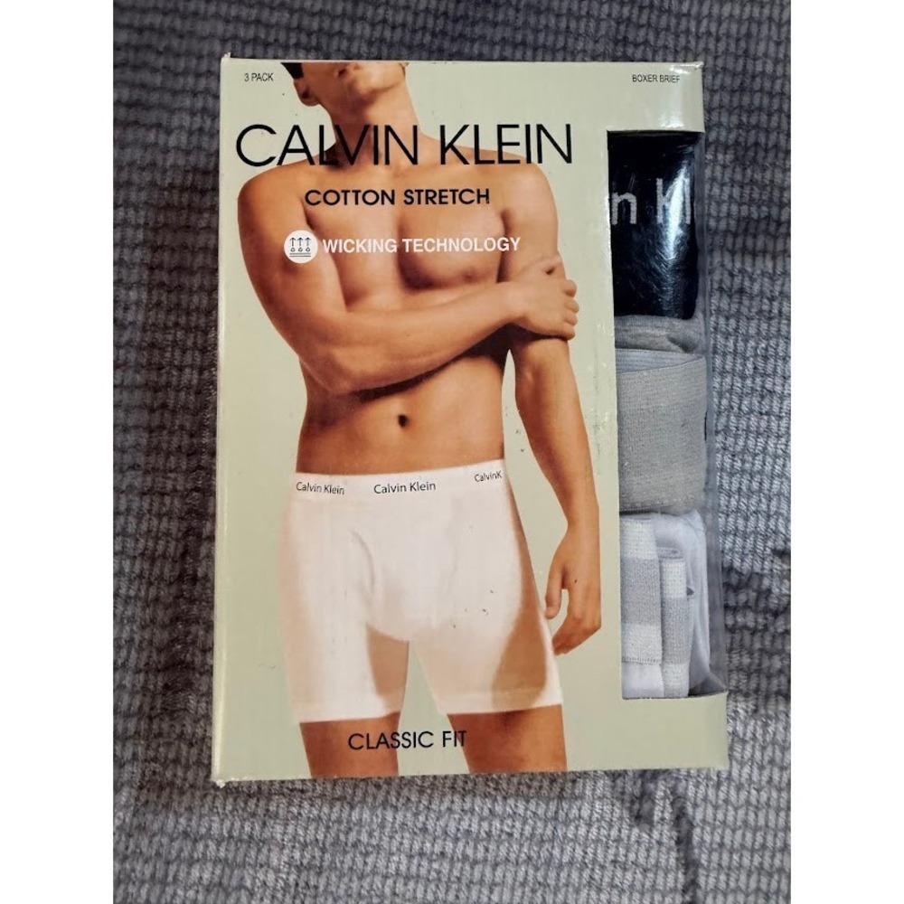 Calvin‎ Klein Cotton Stretch Boxer Briefs 3 Pack Classic Fit Wicking Multi XL